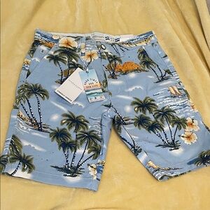 Denim & Flower Blue Tropical Print Board Shorts